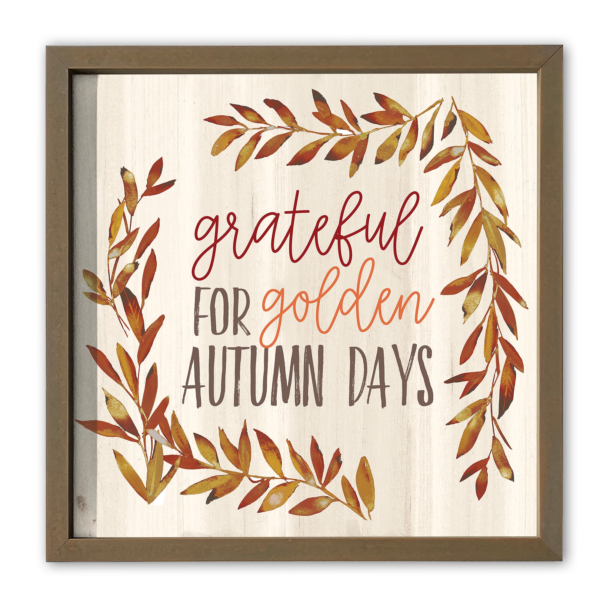 Grateful for Golden Autumn Days 16" x 16" Brown Framed Print